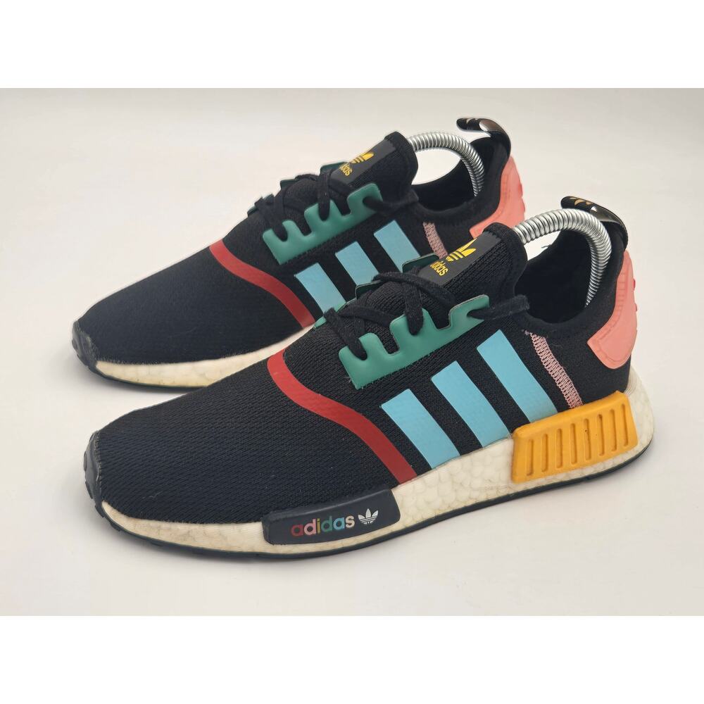 Adidas NMD R1 Mens 7 Black Light Aqua Running Shoes Boost